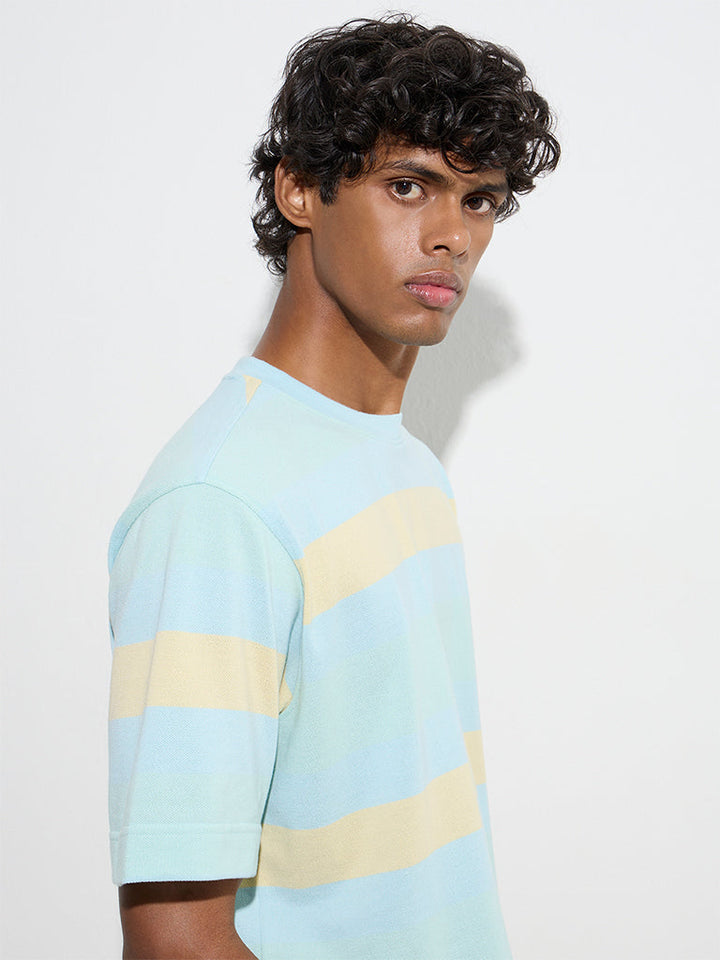 Nuon Multicolour Striped Relaxed-Fit Cotton-Blend T-Shirt
