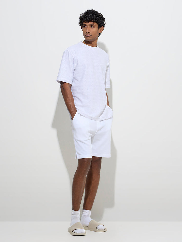 WES Lounge Light Grey Relaxed-Fit Cotton-Blend T-Shirt