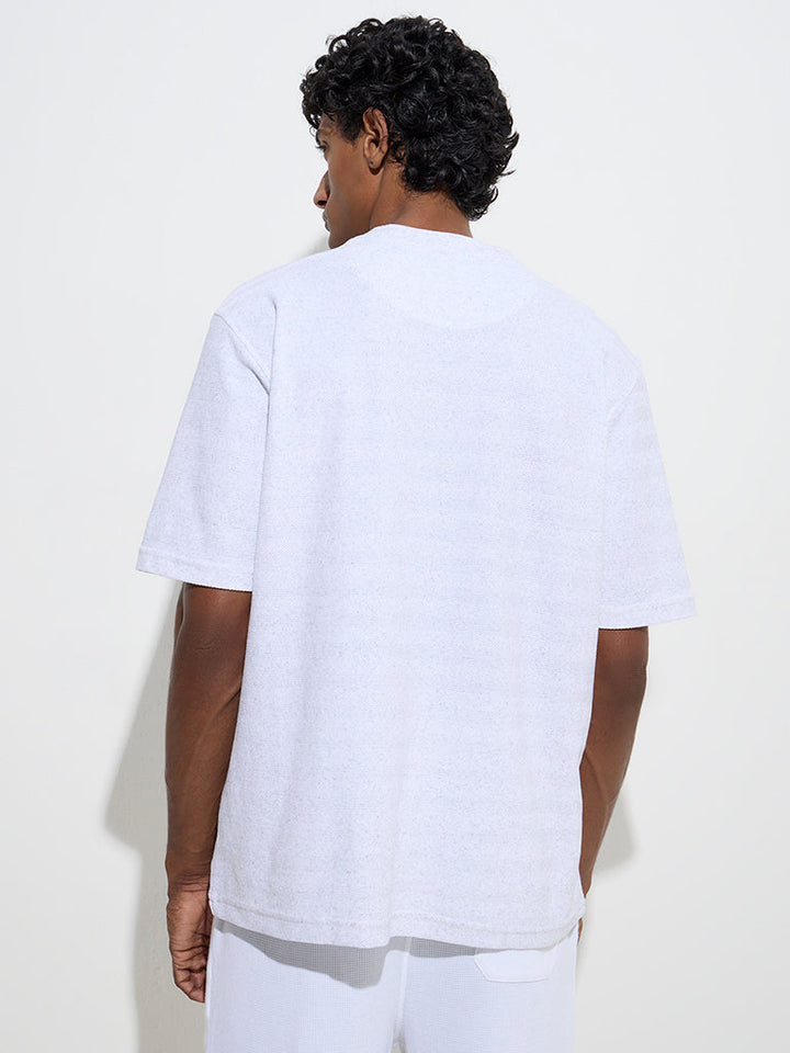 WES Lounge Light Grey Relaxed-Fit Cotton-Blend T-Shirt