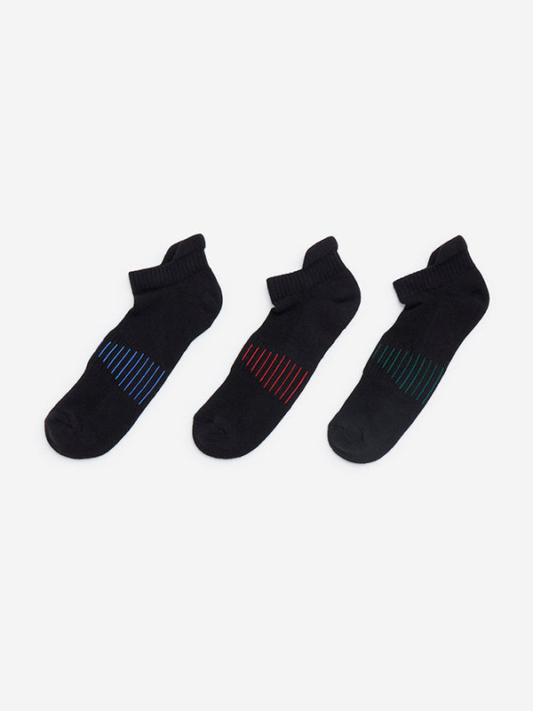 WES Lounge Black Cotton-Blend Trainer Socks - Pack of 3