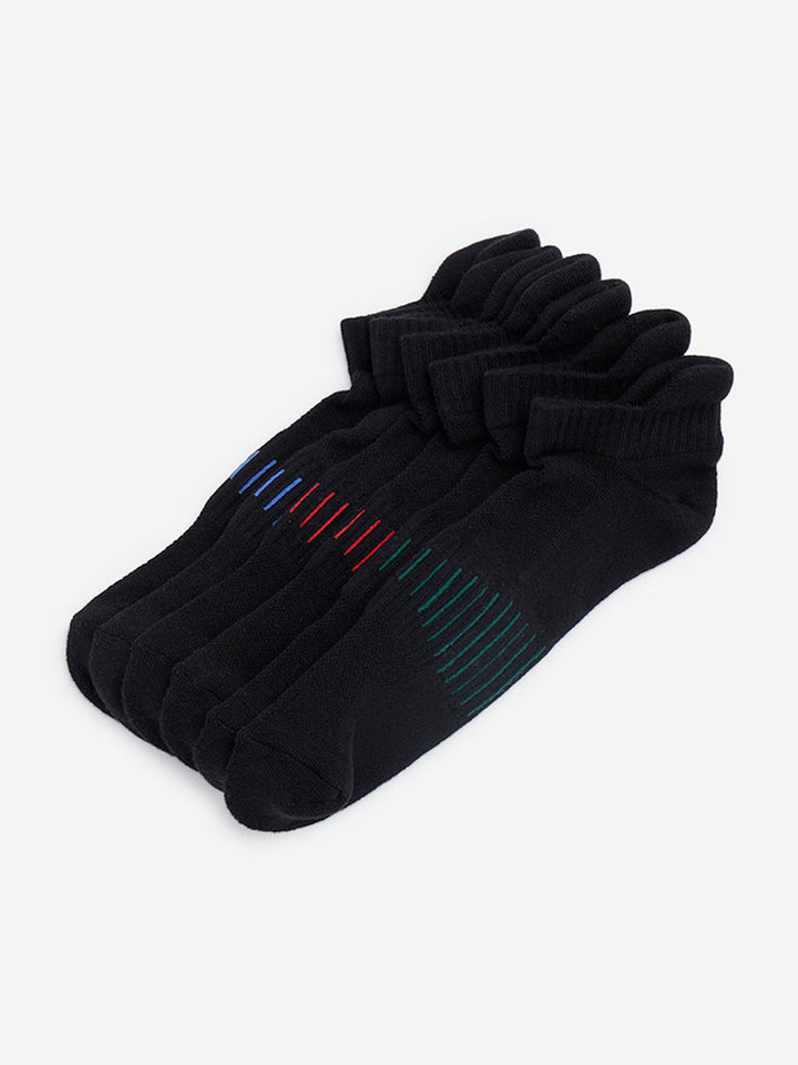 WES Lounge Black Cotton-Blend Trainer Socks - Pack of 3