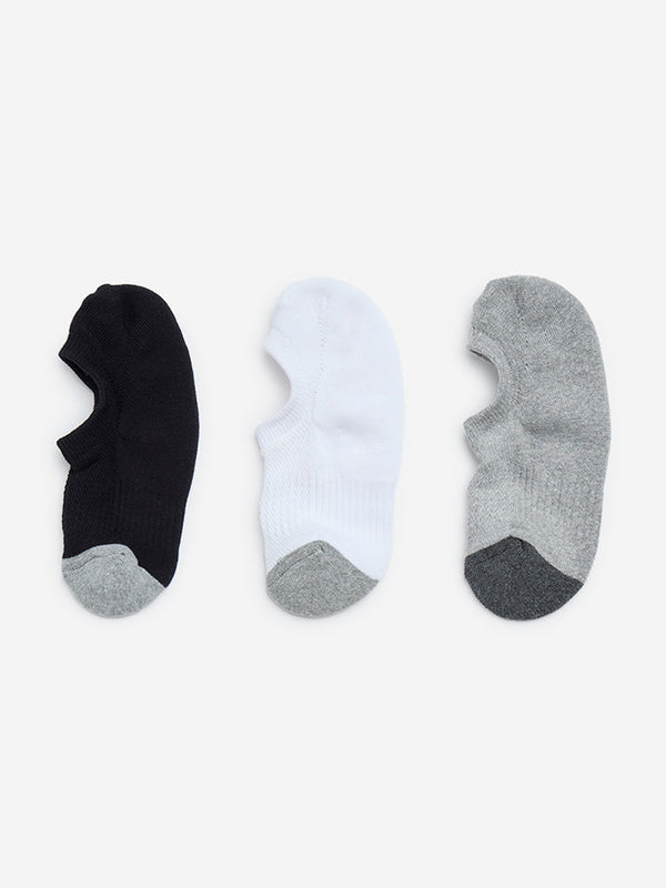 WES Lounge Black No-Show Cotton-Blend Socks - Pack of 3