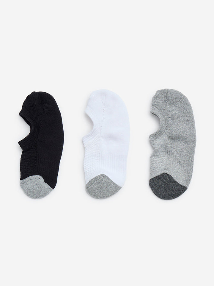 WES Lounge Black No-Show Cotton-Blend Socks - Pack of 3