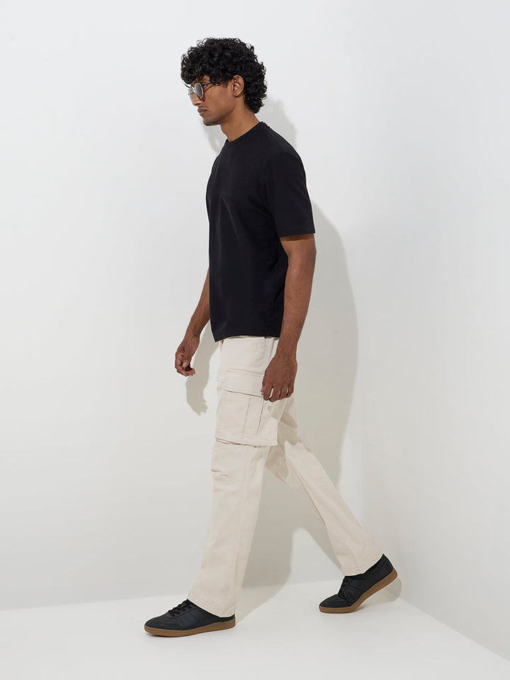 WES Casuals Black Relaxed-Fit Cotton-Blend T-Shirt