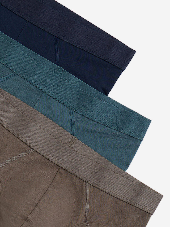 WES Lounge Taupe Solid Cotton Briefs - Pack of 3