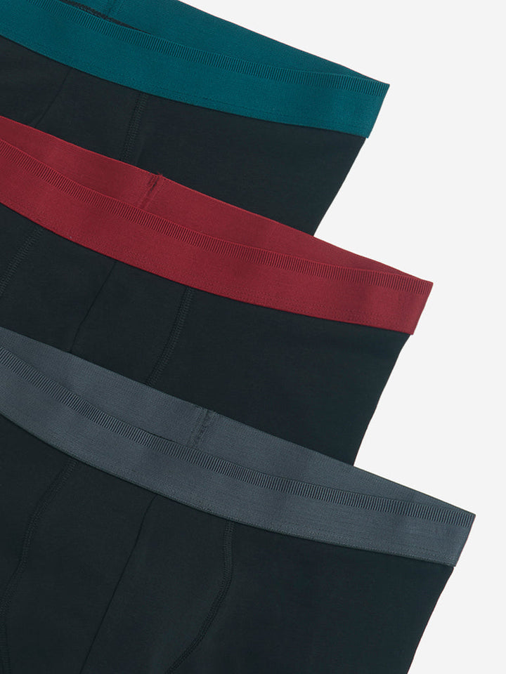 WES Lounge Black Solid Cotton Trunks- Pack of 3