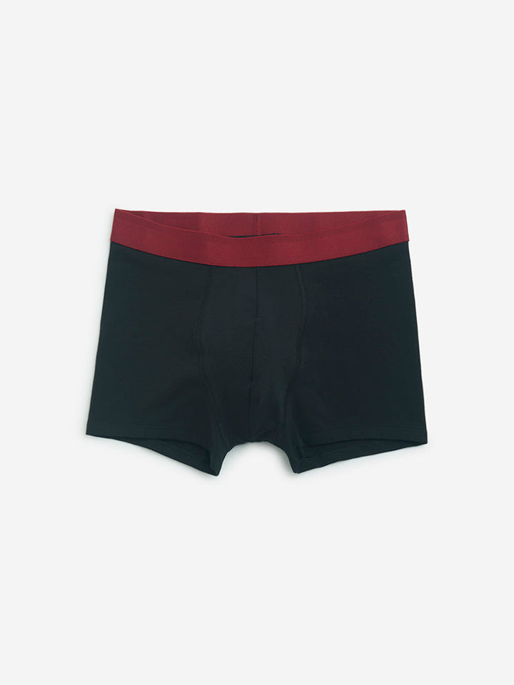 WES Lounge Black Solid Cotton Trunks- Pack of 3