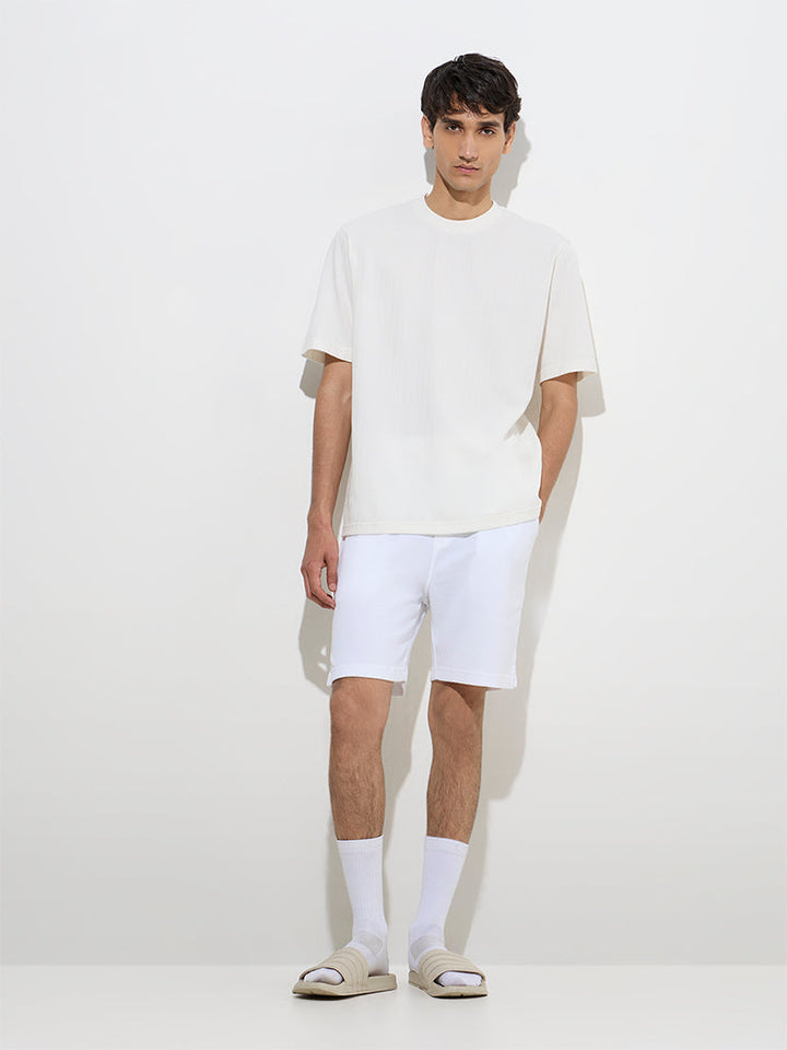 WES Lounge Off-White Relaxed-Fit Cotton-Blend T-Shirt