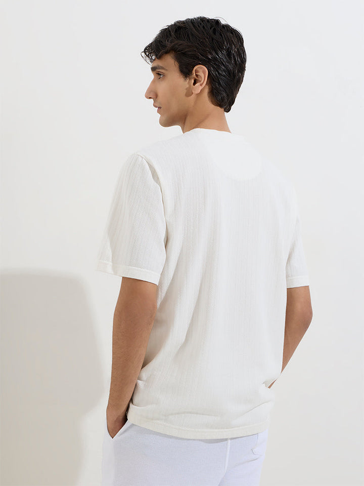 WES Lounge Off-White Relaxed-Fit Cotton-Blend T-Shirt