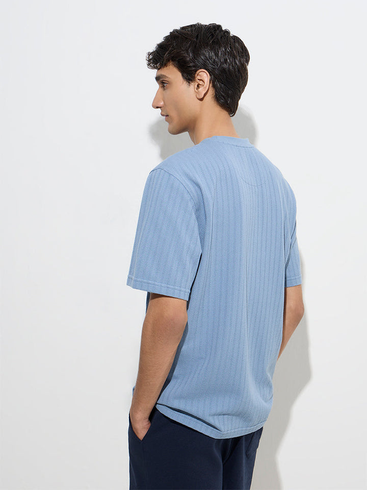 WES Lounge Dusty Blue Relaxed-Fit Cotton-Blend T-Shirt