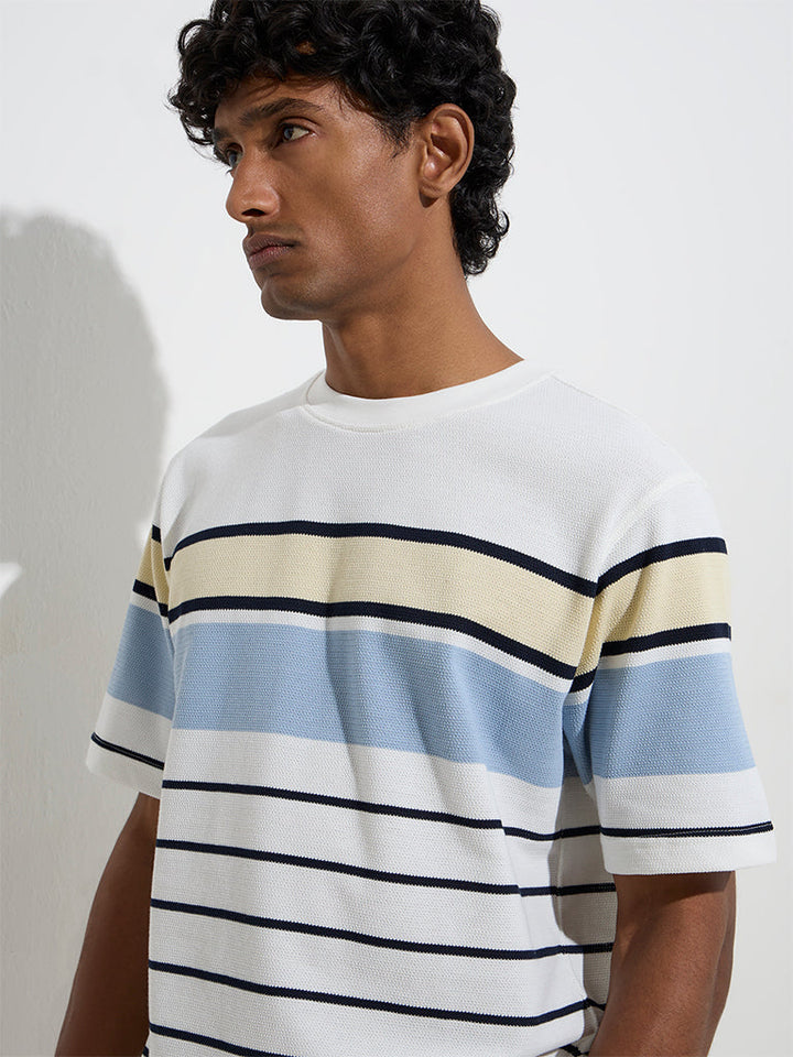 WES Lounge Off-White Relaxed-Fit Cotton-Blend T-Shirt