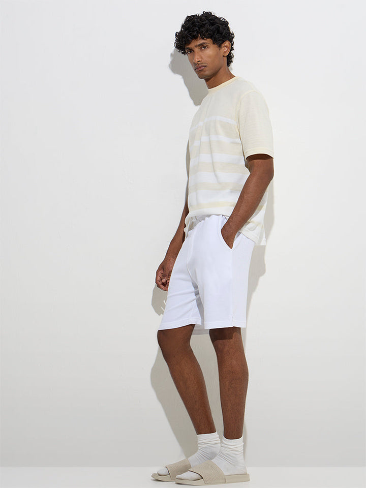 WES Lounge Yellow Striped Relaxed-Fit Cotton-Blend T-Shirt