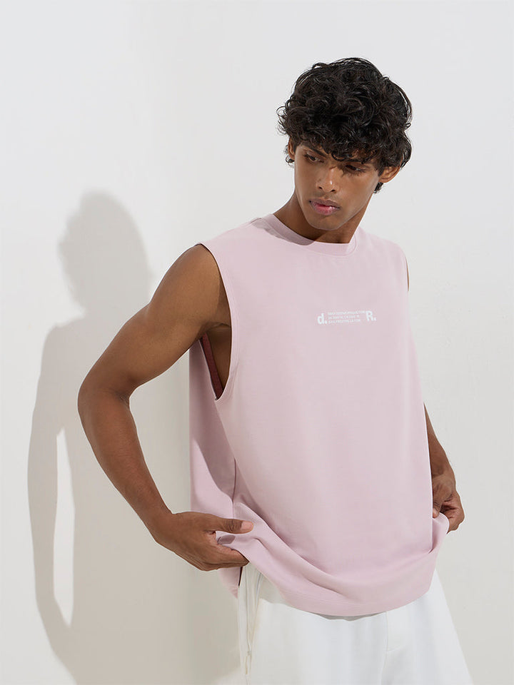 Studiofit Light Pink Relaxed-Fit Cotton-Blend T-Shirt