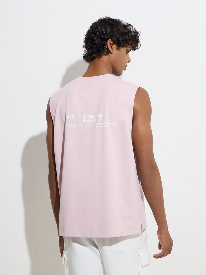 Studiofit Light Pink Relaxed-Fit Cotton-Blend T-Shirt