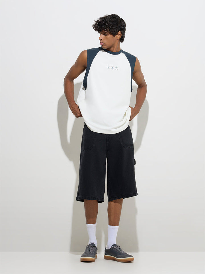 Studiofit White Relaxed-Fit Cotton-Blend T-Shirt