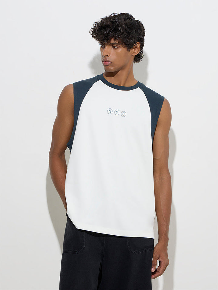 Studiofit White Relaxed-Fit Cotton-Blend T-Shirt