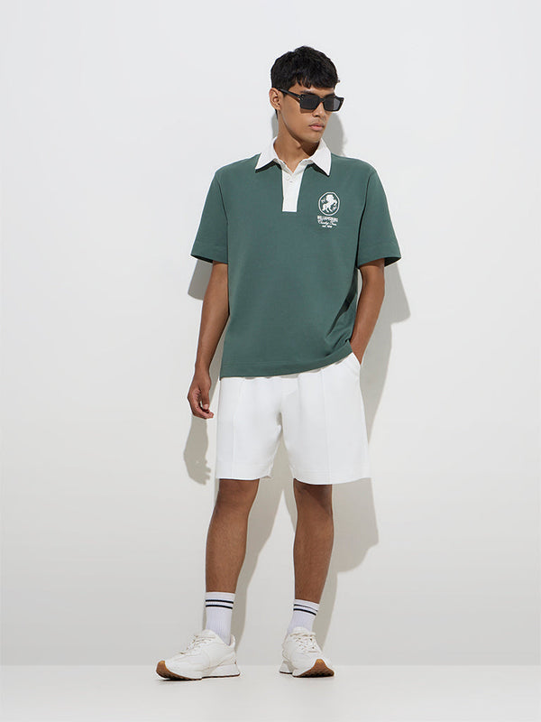Studiofit Green Relaxed-Fit Cotton-Blend Polo T-Shirt