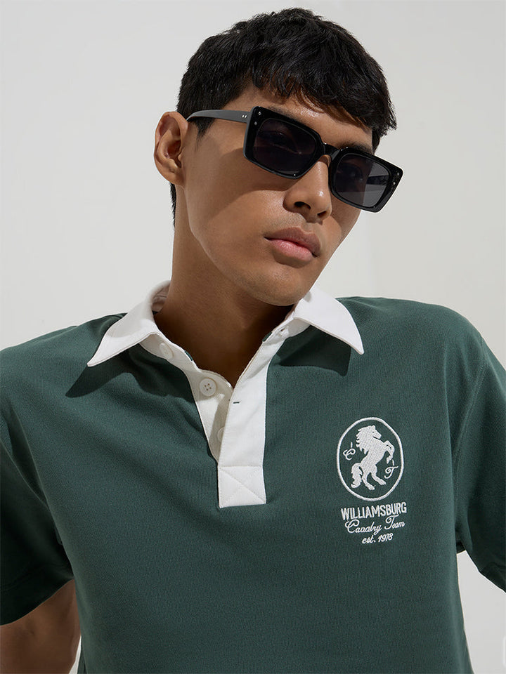 Studiofit Green Relaxed-Fit Cotton-Blend Polo T-Shirt