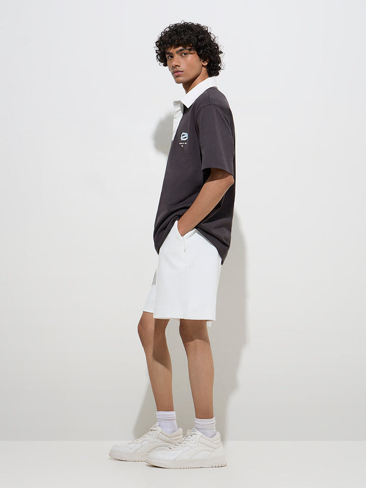 Studiofit Charcoal Relaxed-Fit Cotton-Blend Polo T-Shirt