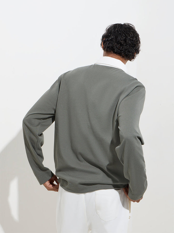 Studiofit Olive Relaxed-Fit Cotton-Blend Sweatshirt