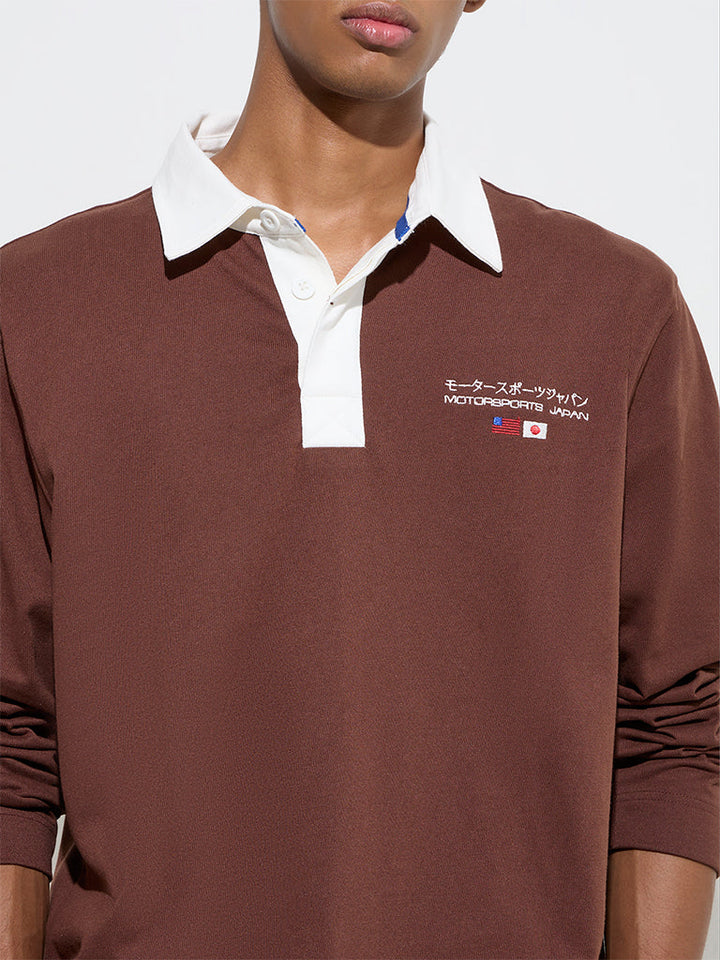 Studiofit Brown Relaxed-Fit Cotton-Blend Sweatshirt