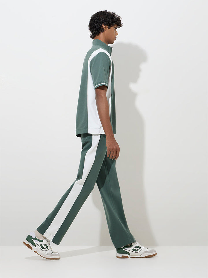Studiofit Green Relaxed-Fit Cotton-Blend Track Pants