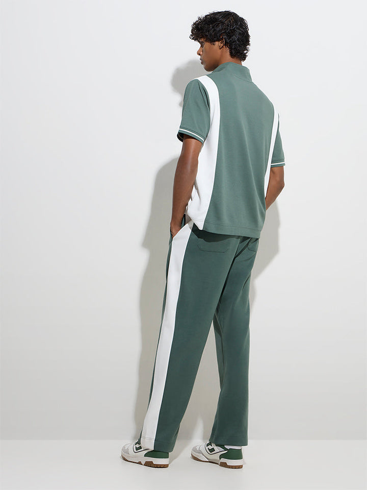 Studiofit Green Relaxed-Fit Cotton-Blend Track Pants