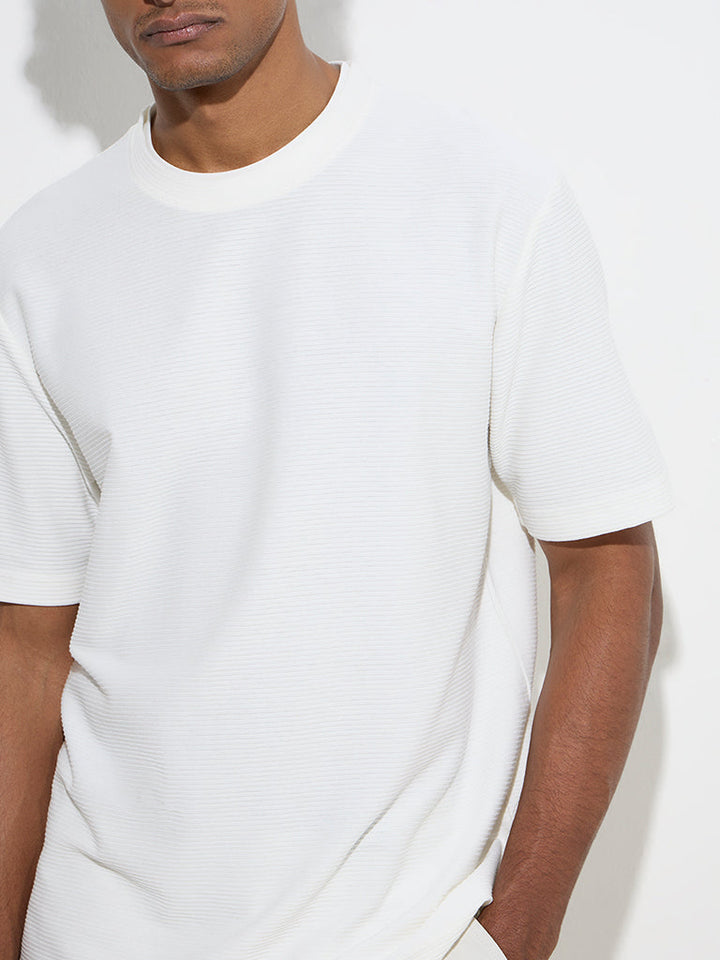 WES Casuals Off-White Relaxed-Fit Cotton-Blend T-Shirt