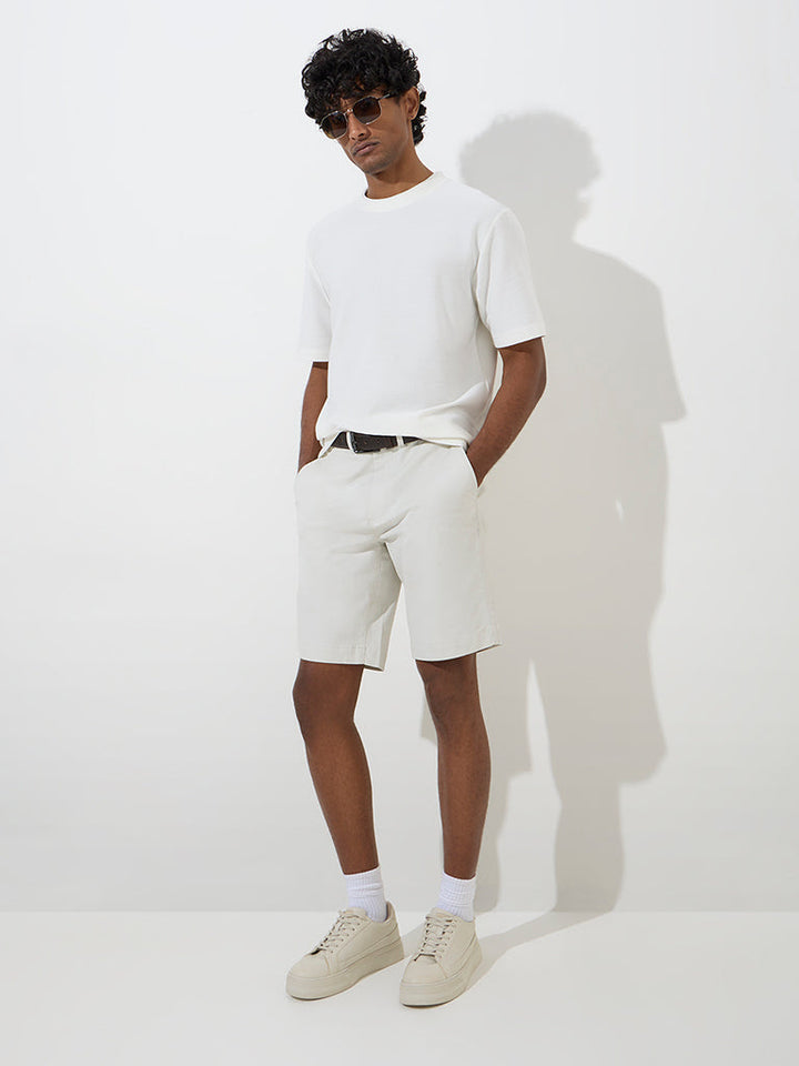 WES Casuals Off-White Relaxed-Fit Cotton-Blend T-Shirt