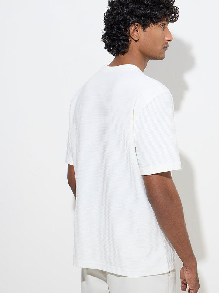 WES Casuals Off-White Relaxed-Fit Cotton-Blend T-Shirt