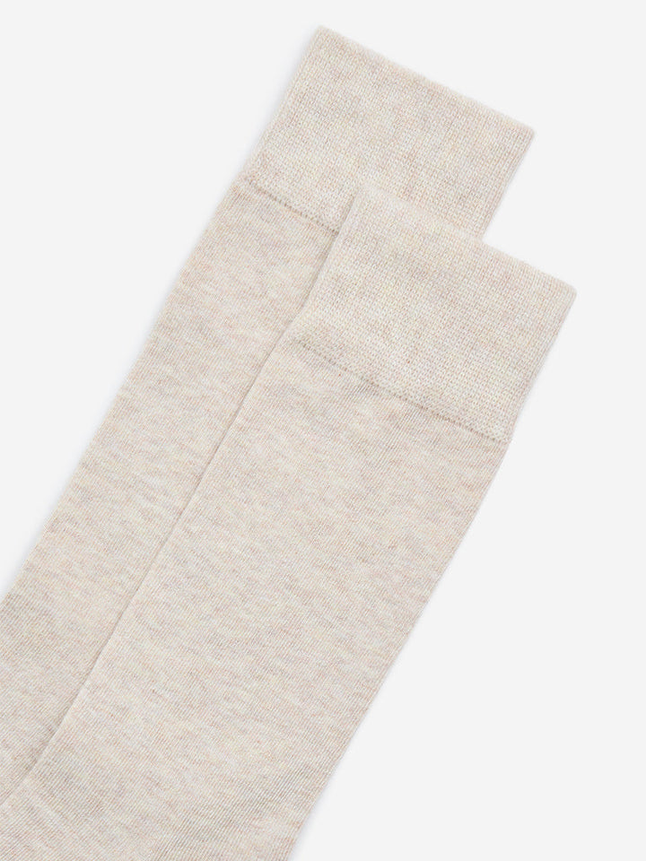 WES Lounge Beige Solid Full-Length Cotton-Blend Socks
