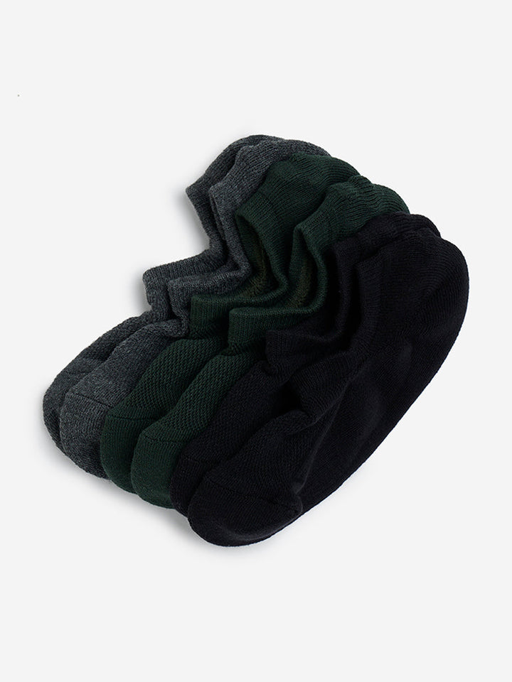 WES Lounge Emerald Green Cotton-Blend Socks - Pack of 3