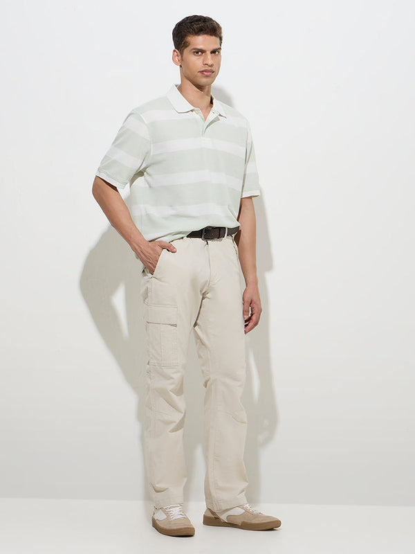 WES Casuals Mint Relaxed-Fit Cotton-Blend Polo T-Shirt