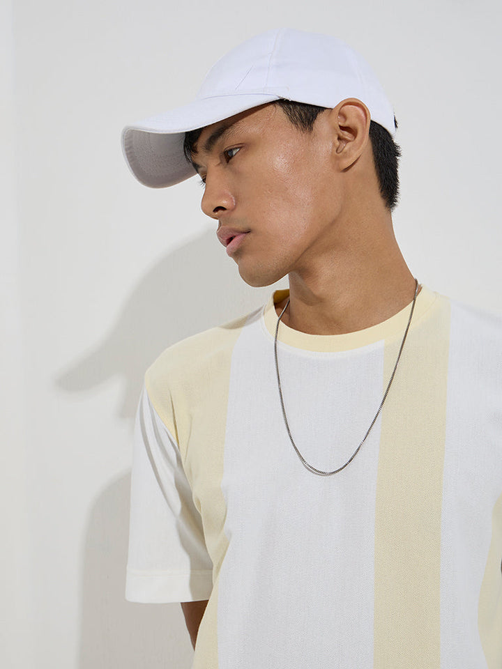 Nuon Yellow Colour-Block Relaxed-Fit Cotton-Blend T-Shirt
