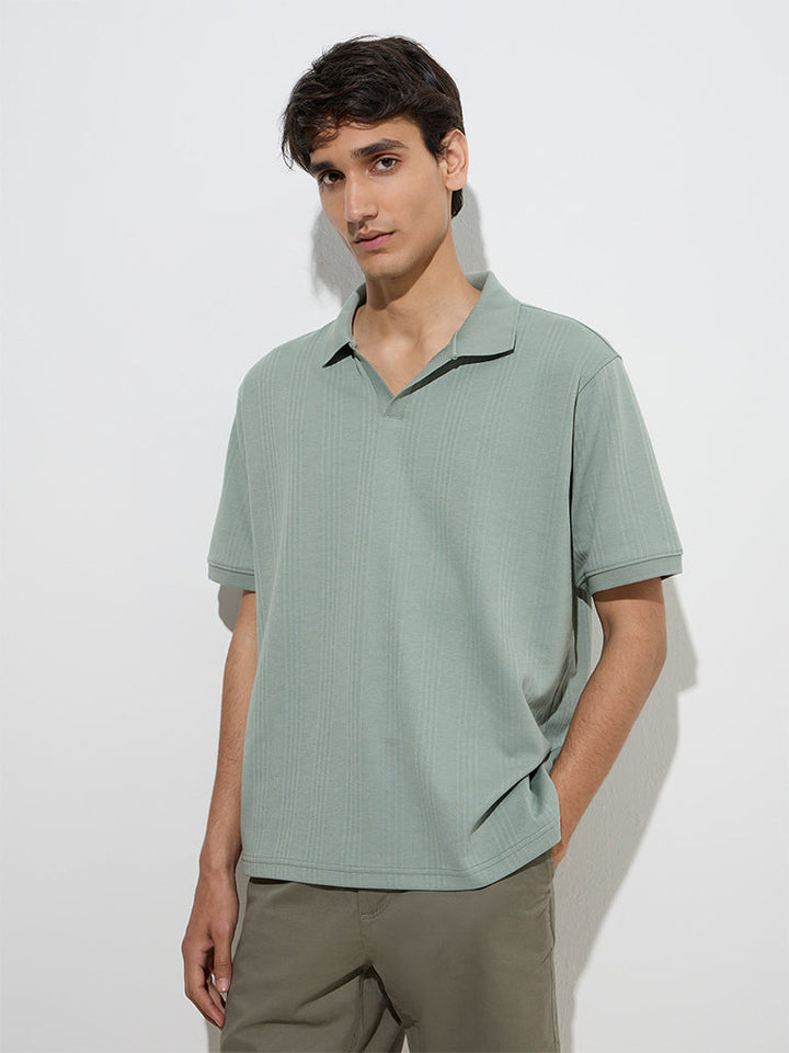 WES Casuals Sage Relaxed-Fit Cotton-Blend Polo T-Shirt