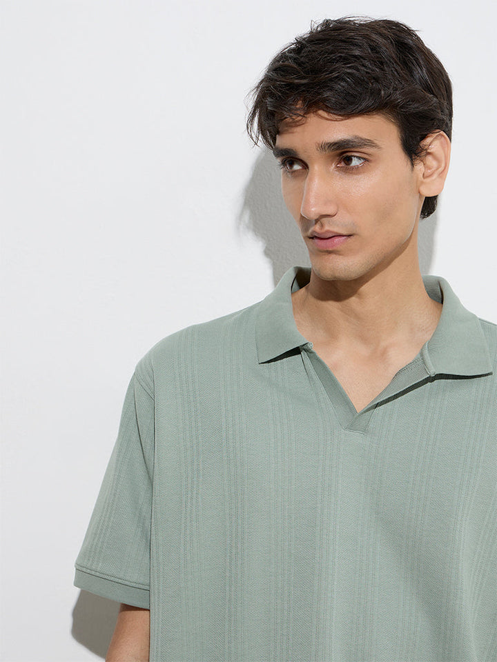 WES Casuals Sage Relaxed-Fit Cotton-Blend Polo T-Shirt