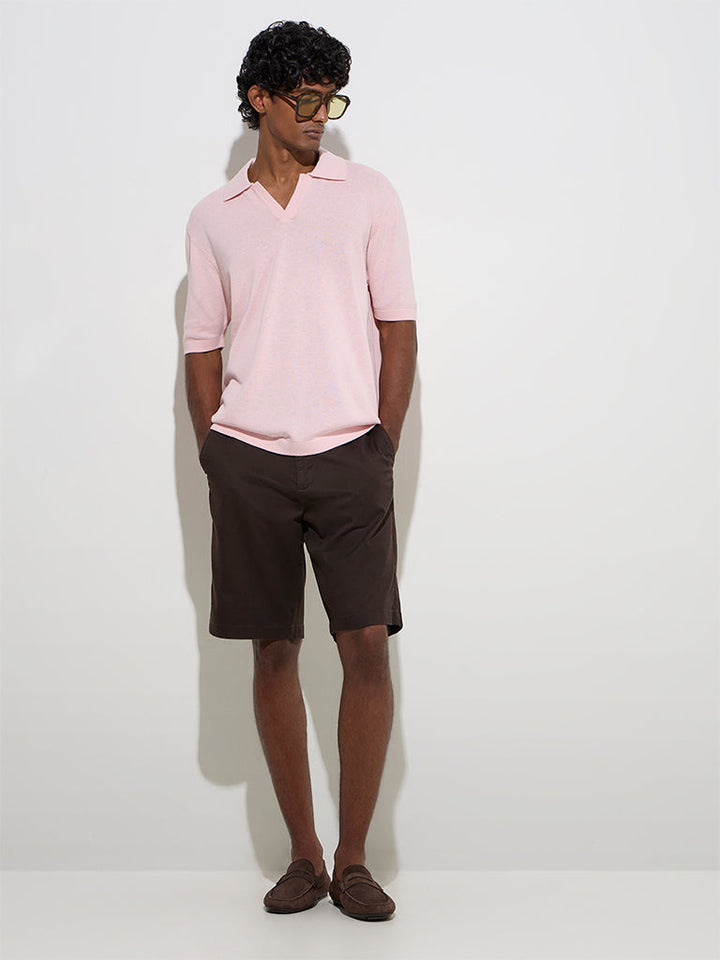 Ascot Light Pink Relaxed-Fit Cotton-Blend Polo T-Shirt