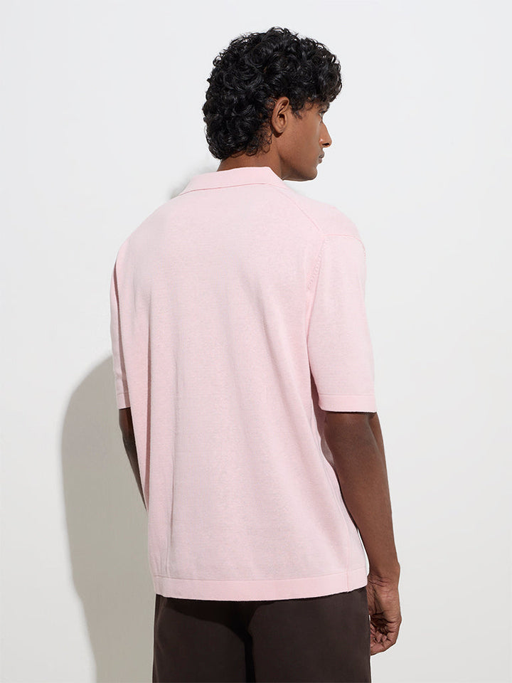 Ascot Light Pink Relaxed-Fit Cotton-Blend Polo T-Shirt