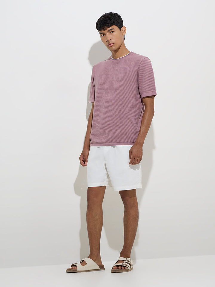 ETA Dusty Pink Ribbed Relaxed-Fit Cotton T-Shirt