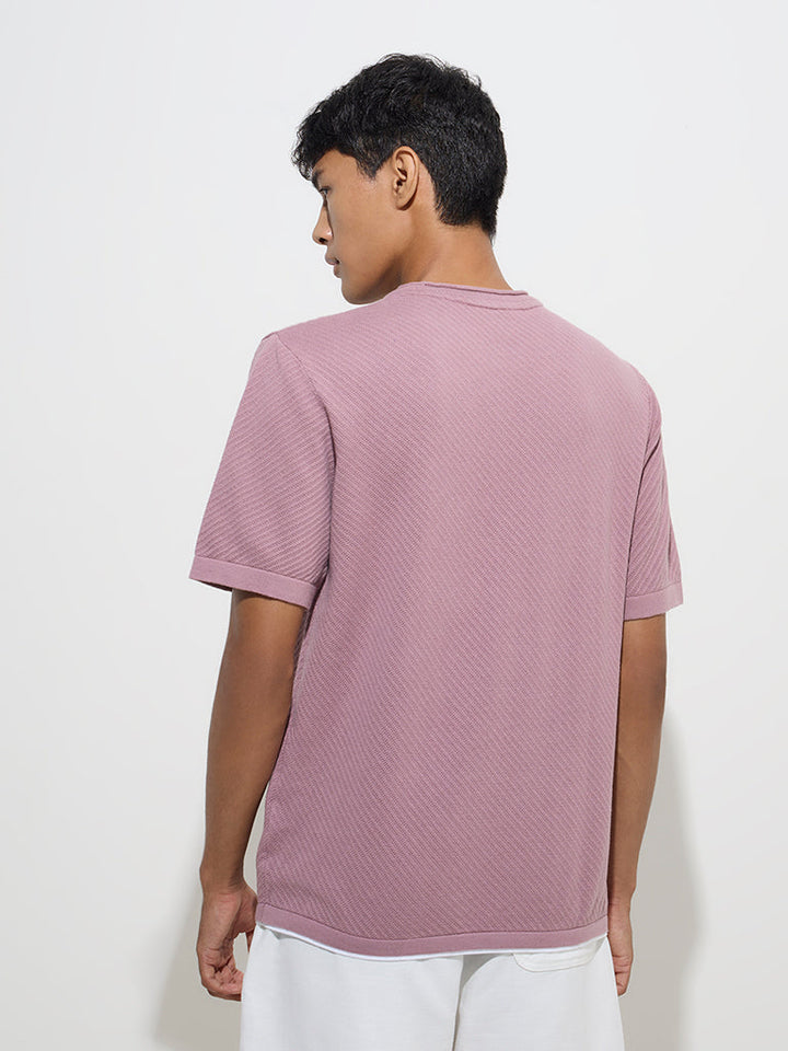 ETA Dusty Pink Ribbed Relaxed-Fit Cotton T-Shirt