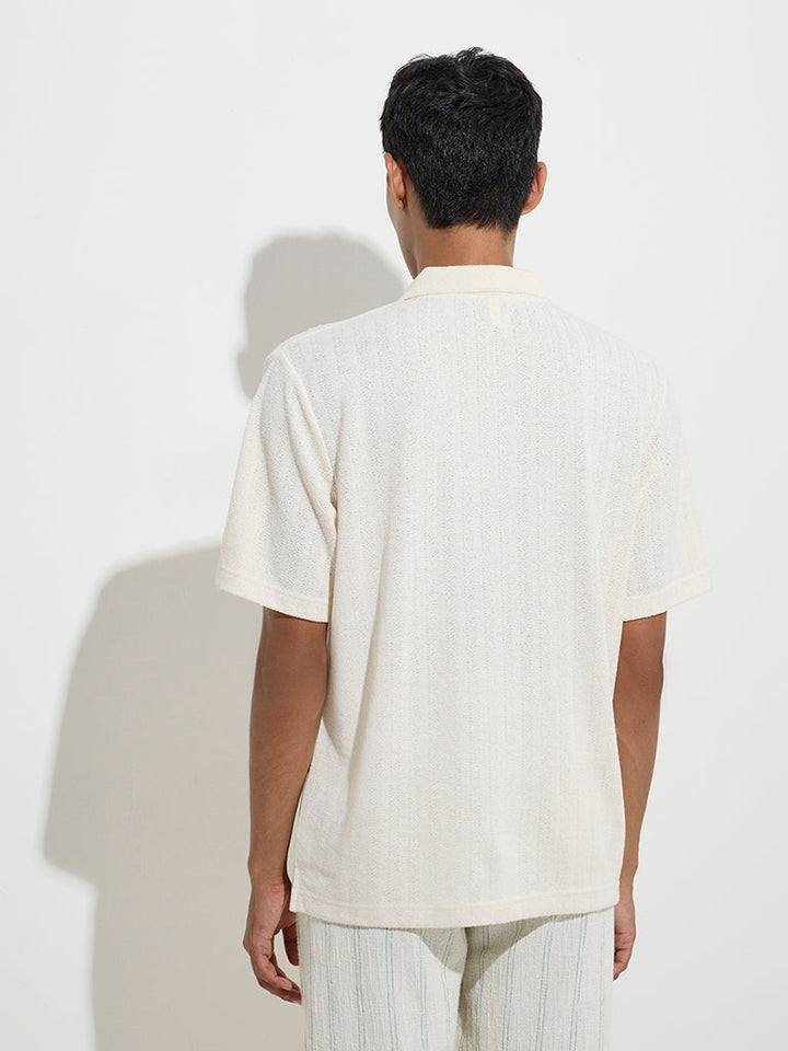 ETA Off-White Self-Striped Knitted Relaxed-Fit T-Shirt