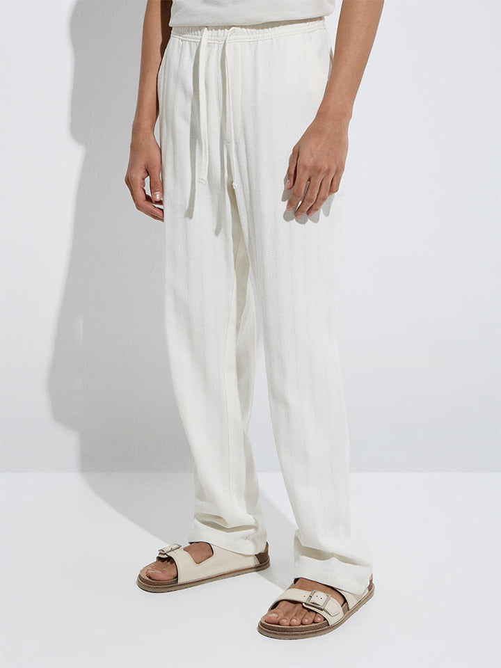 ETA Off-White Self Relaxed-Fit Mid-Rise Cotton Chinos