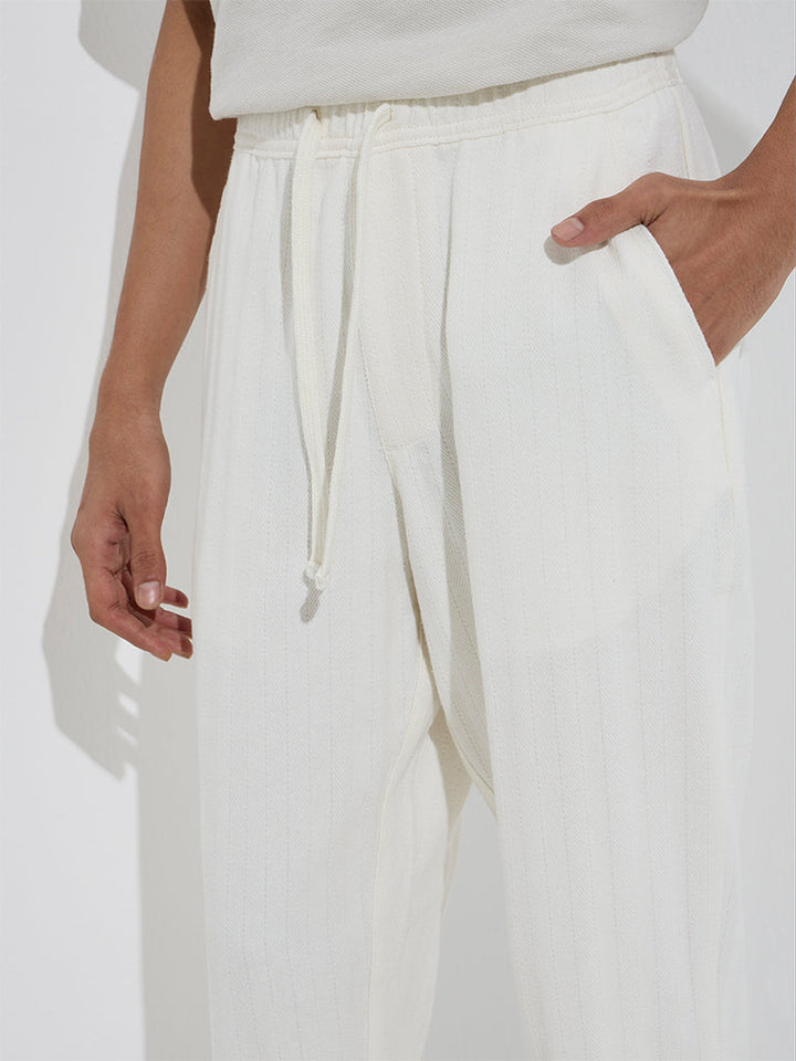 ETA Off-White Self Relaxed-Fit Mid-Rise Cotton Chinos