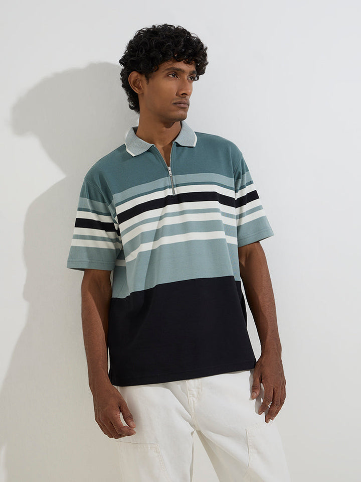 WES Casuals Sage Relaxed-Fit Quarter Zip T-Shirt