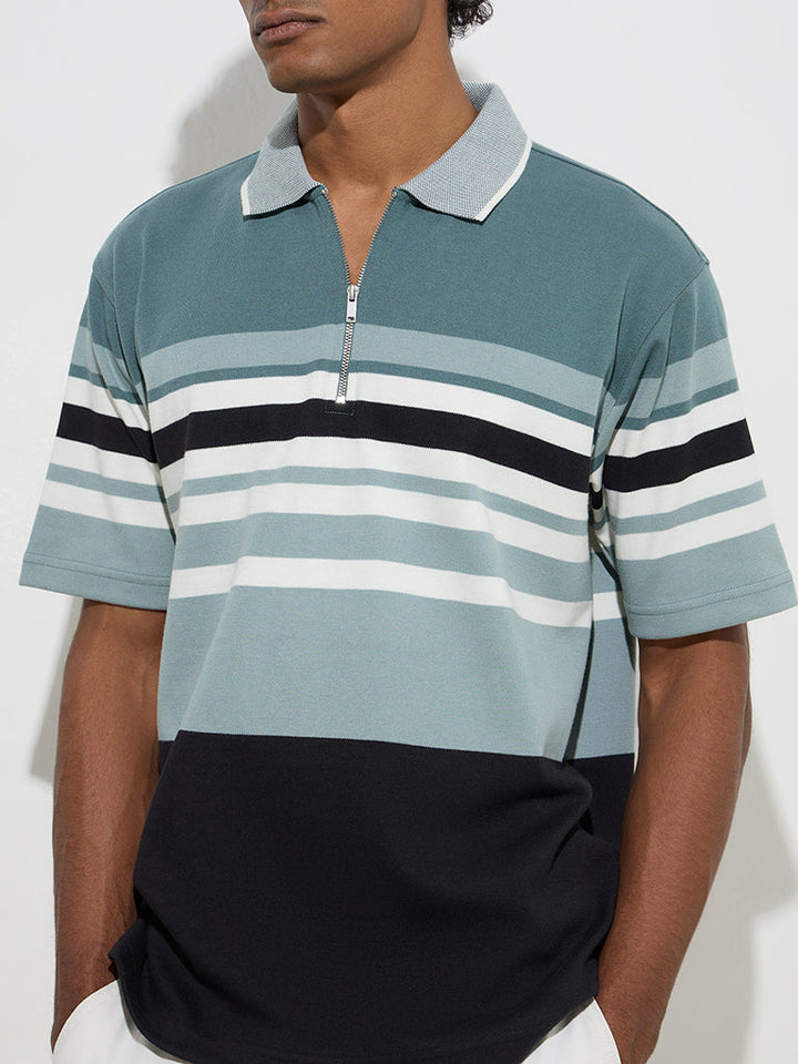 WES Casuals Sage Relaxed-Fit Quarter Zip T-Shirt