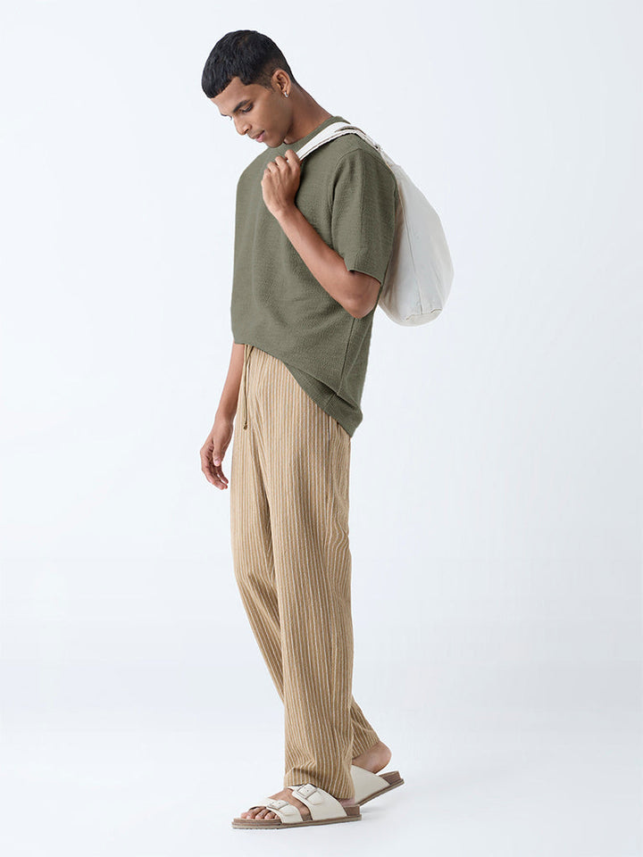 ETA Olive Self-Textured Relaxed-Fit Cotton-Blend T-Shirt