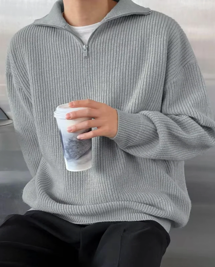 The Laruro Mock Neck Zip Sweater Gray