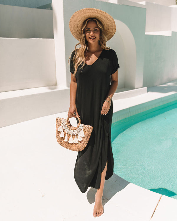 Farmers Market Pocketed Modal Maxi Dress Black