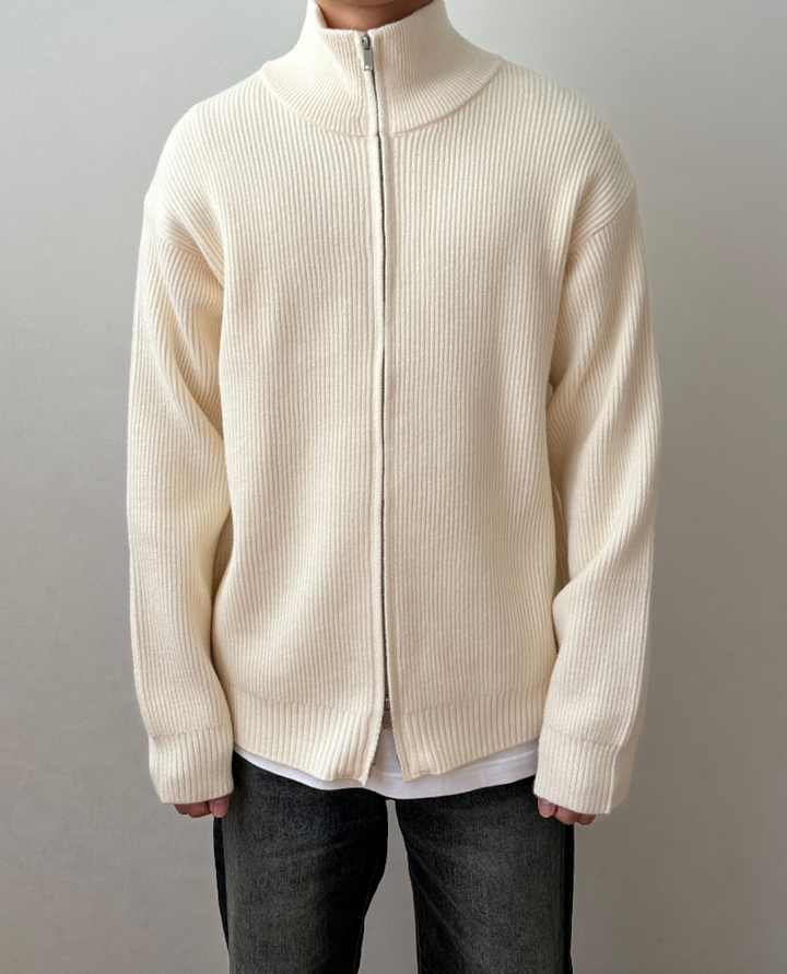 Ferrand High Collar Zip Cardigan