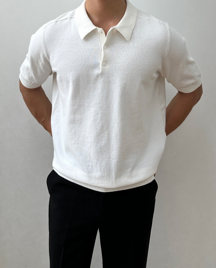 Murano Knitted Polo Shirt White